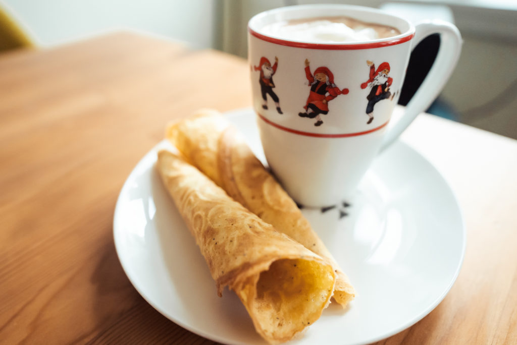 Norwegian krumkake christmas cookie