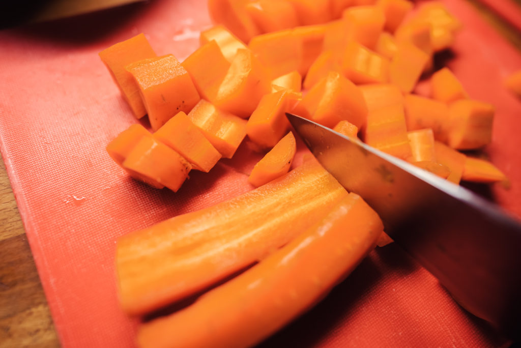 chopping carrots for lapskaus