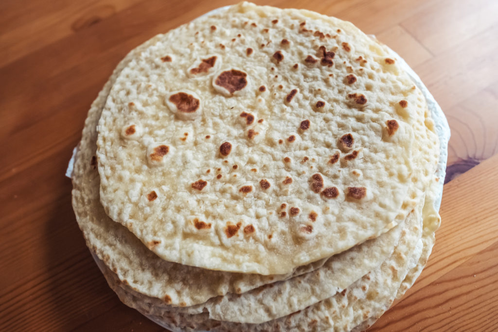 Norwegian lefse with semolina