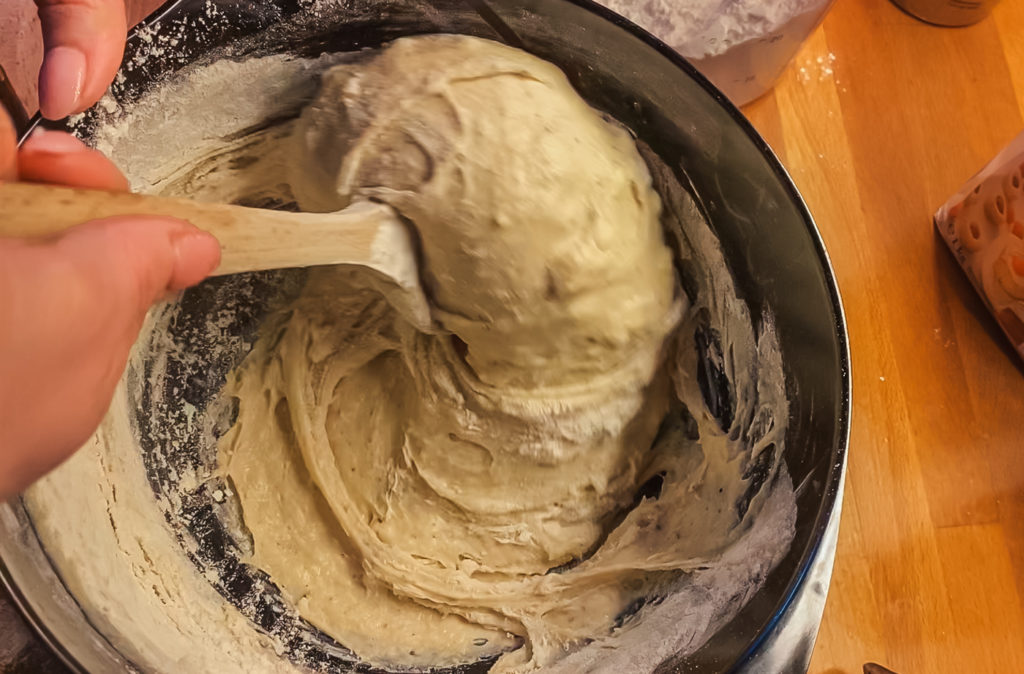 kneading Norwegian fastelavnsboller dough