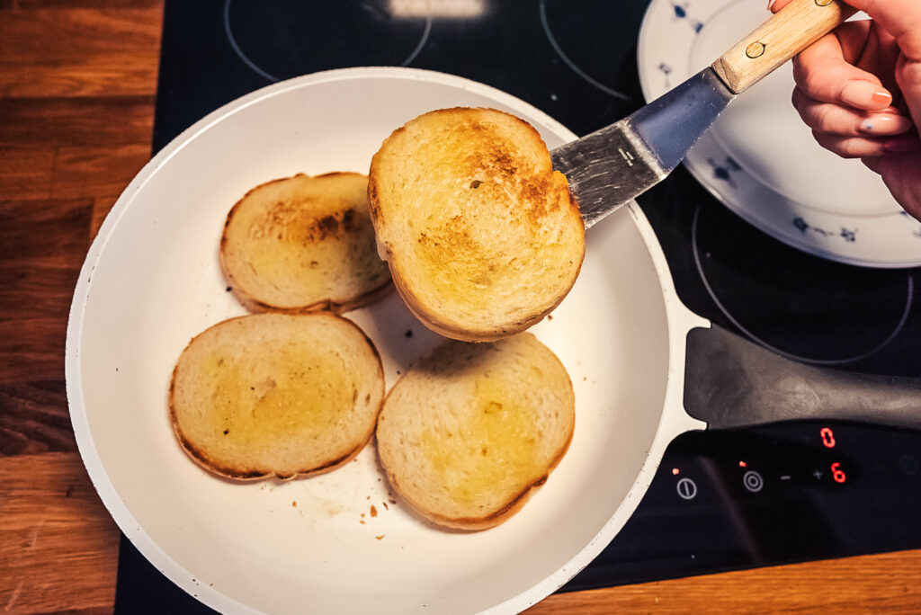 toasting bread and butter
