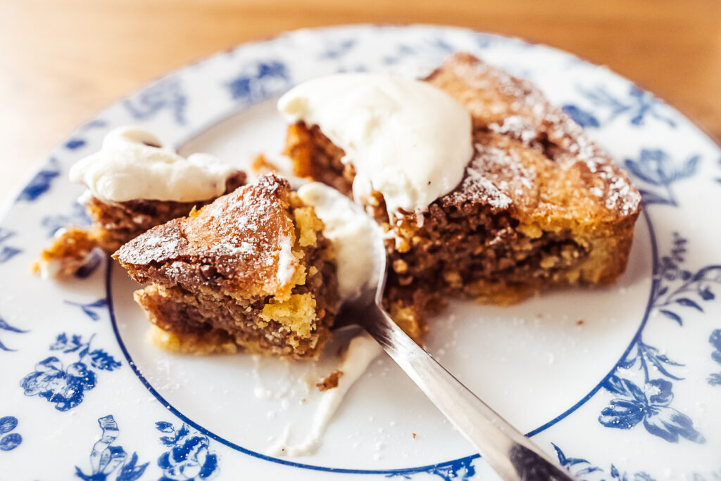 norwegian fyrstekake with whipped cream