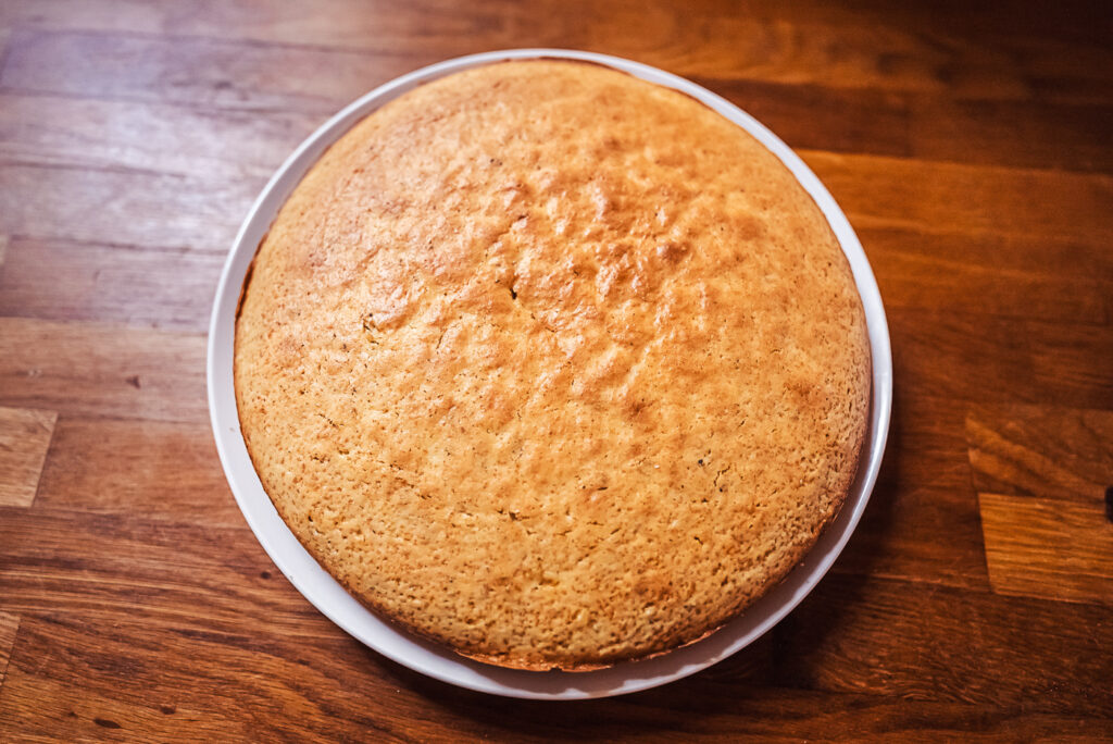 cardamom cake out of the oven