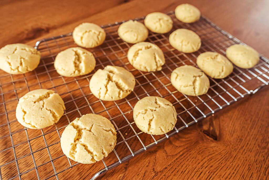 Swedish dream cookies cooling on wire rack