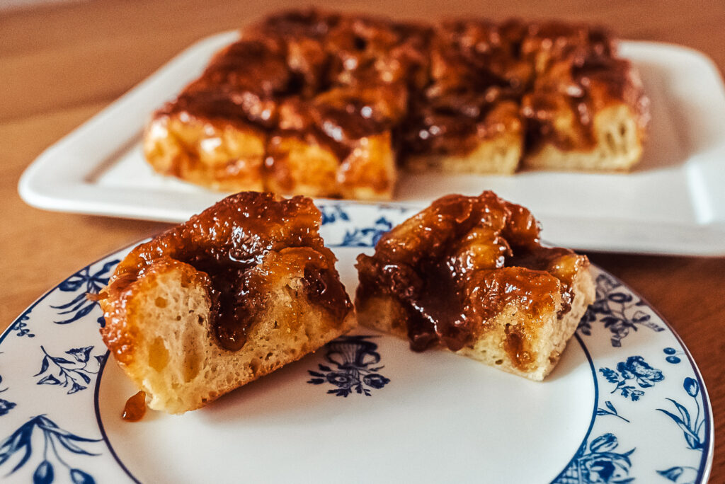 brunsviger danish coffee cake with caramel topping