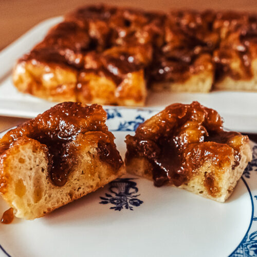 brunsviger danish coffee cake with caramel topping