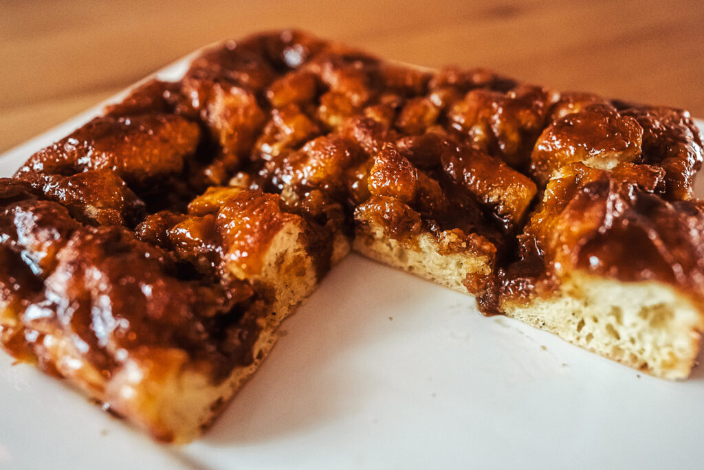 brunsviger danish coffee cake with caramel topping