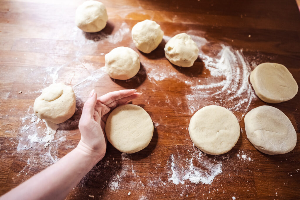 shaping lefse dough