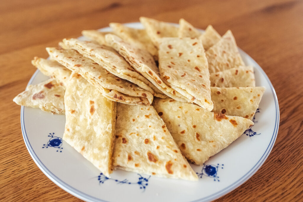 potato lefse with kling filling