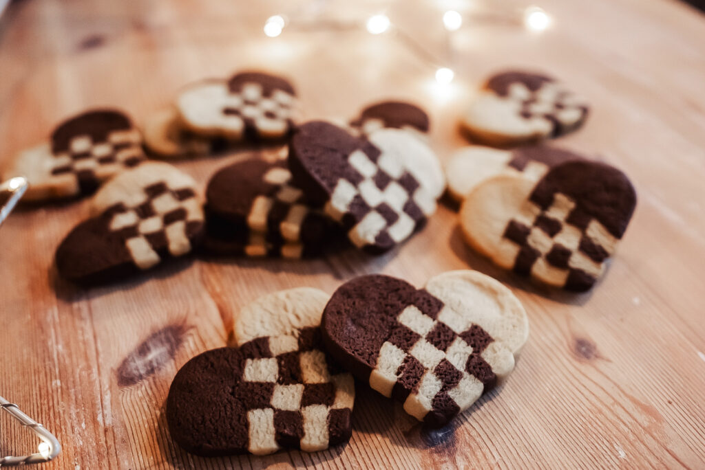 heart shaped Swedish checkerboard cookies