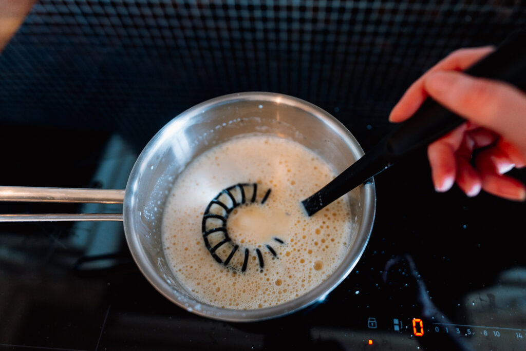 making vanilla custard for Norwegian almond buns