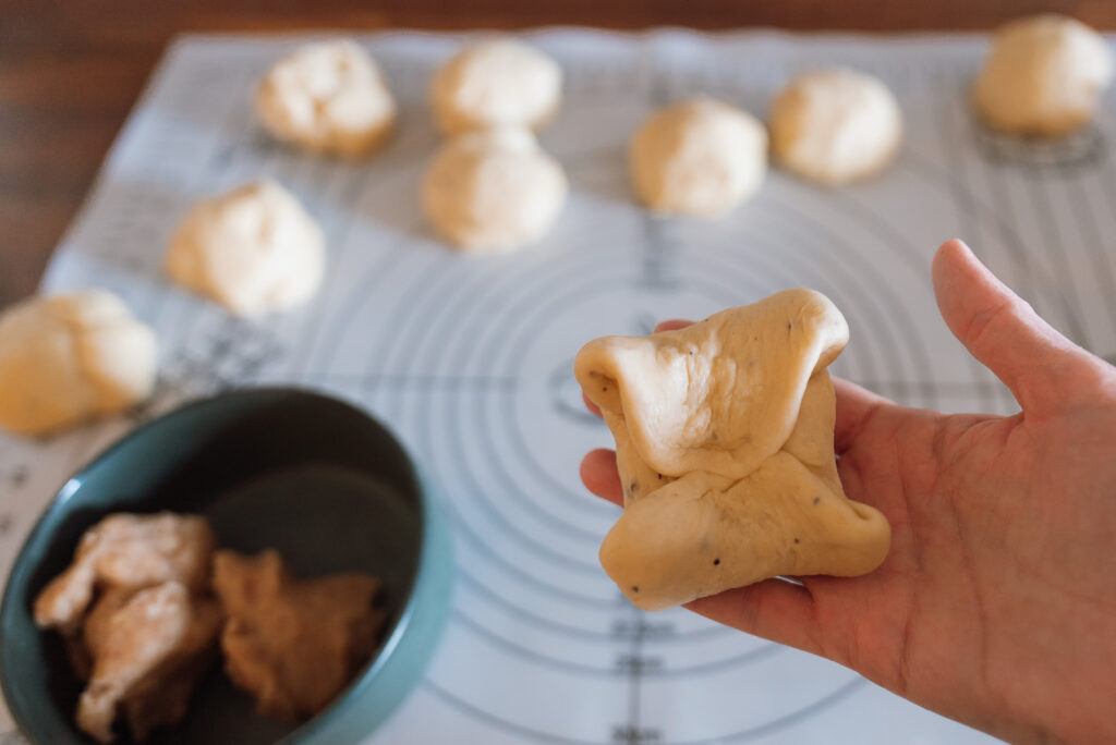 folding Norwegian almond buns