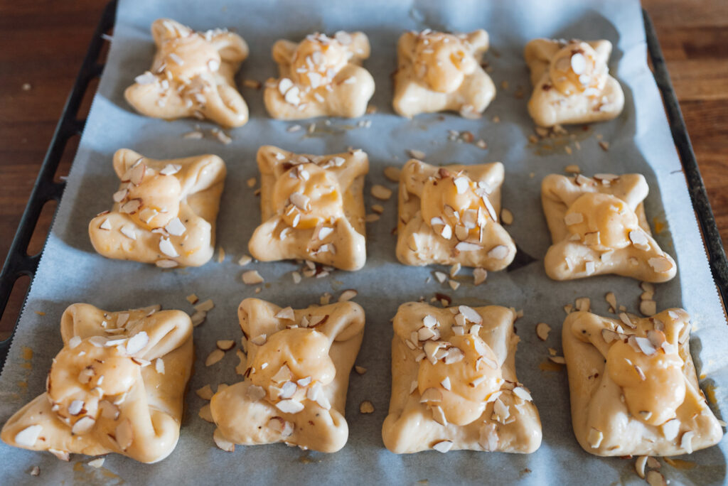 Norwegian almond buns (mandelboller) before baked