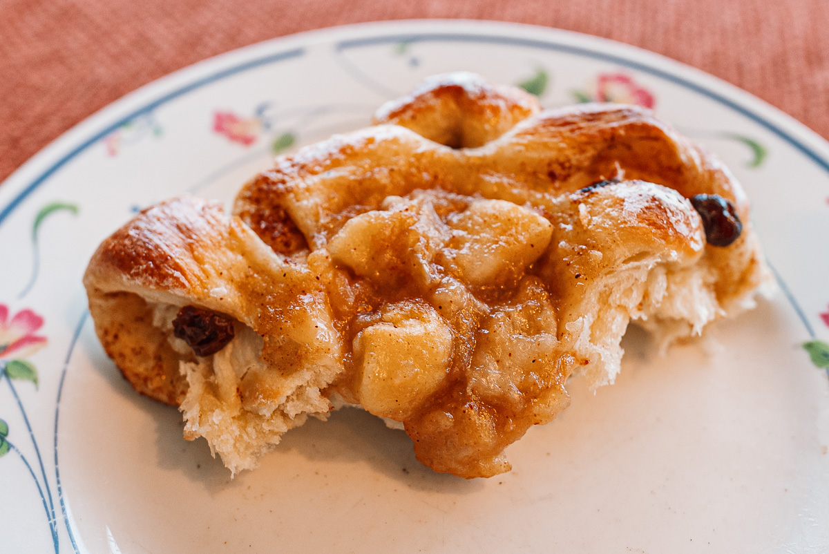 Apple cinnamon bun on plate